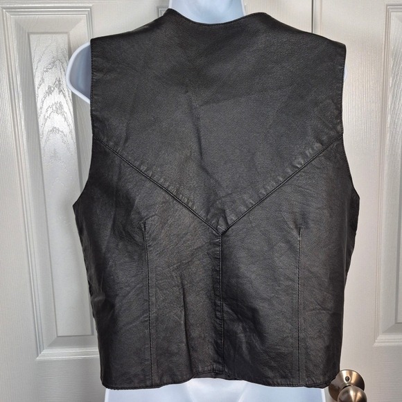 Hudson Leather black snap moto vest womens size XL - Picture 4 of 7